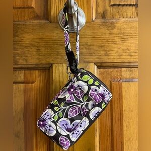 Vera Bradley purple flowers wristlet wallet